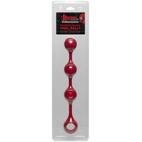 Красные утяжеленные анальные шарики Anal Essentials Weighted Silicone Anal Balls - 34,3 см.