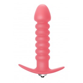 Розовая анальная пробка с вибрацией Twisted Anal Plug - 13 см.