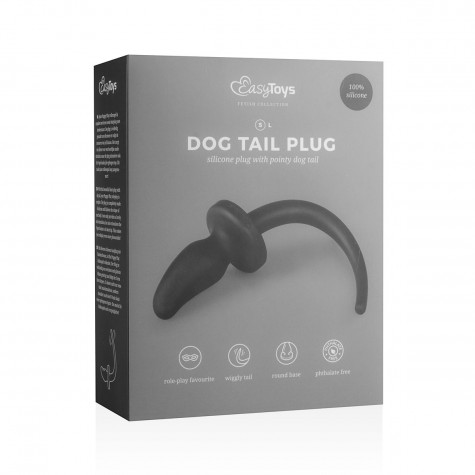 Черная анальная пробка Dog Tail Plug с хвостом