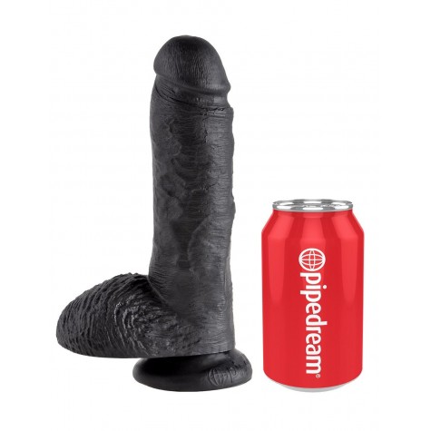 Чёрный фаллоимитатор 8" Cock with Balls - 21,3 см.