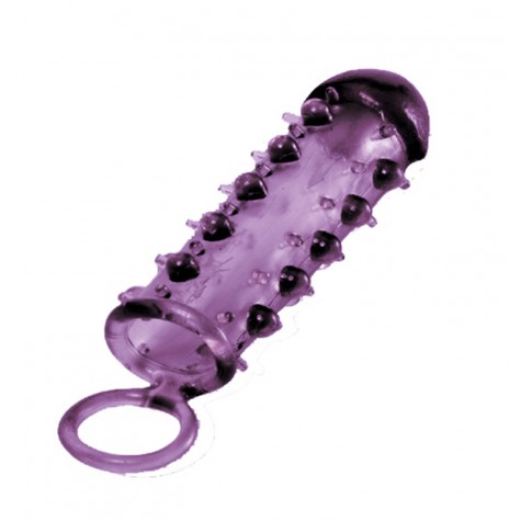 Закрытая фиолетовая насадка с пупырышками SAMURAI PENIS SLEEVE PURPLE - 14,5 см.