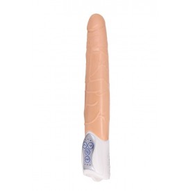 Телесный вибратор Long John Realistic Thrusting Vibrator с функцией толкания - 20 см.