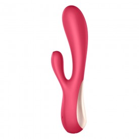 Красный вибратор-кролик Satisfyer Mono Flex с управлением через приложение - 20,4 см.